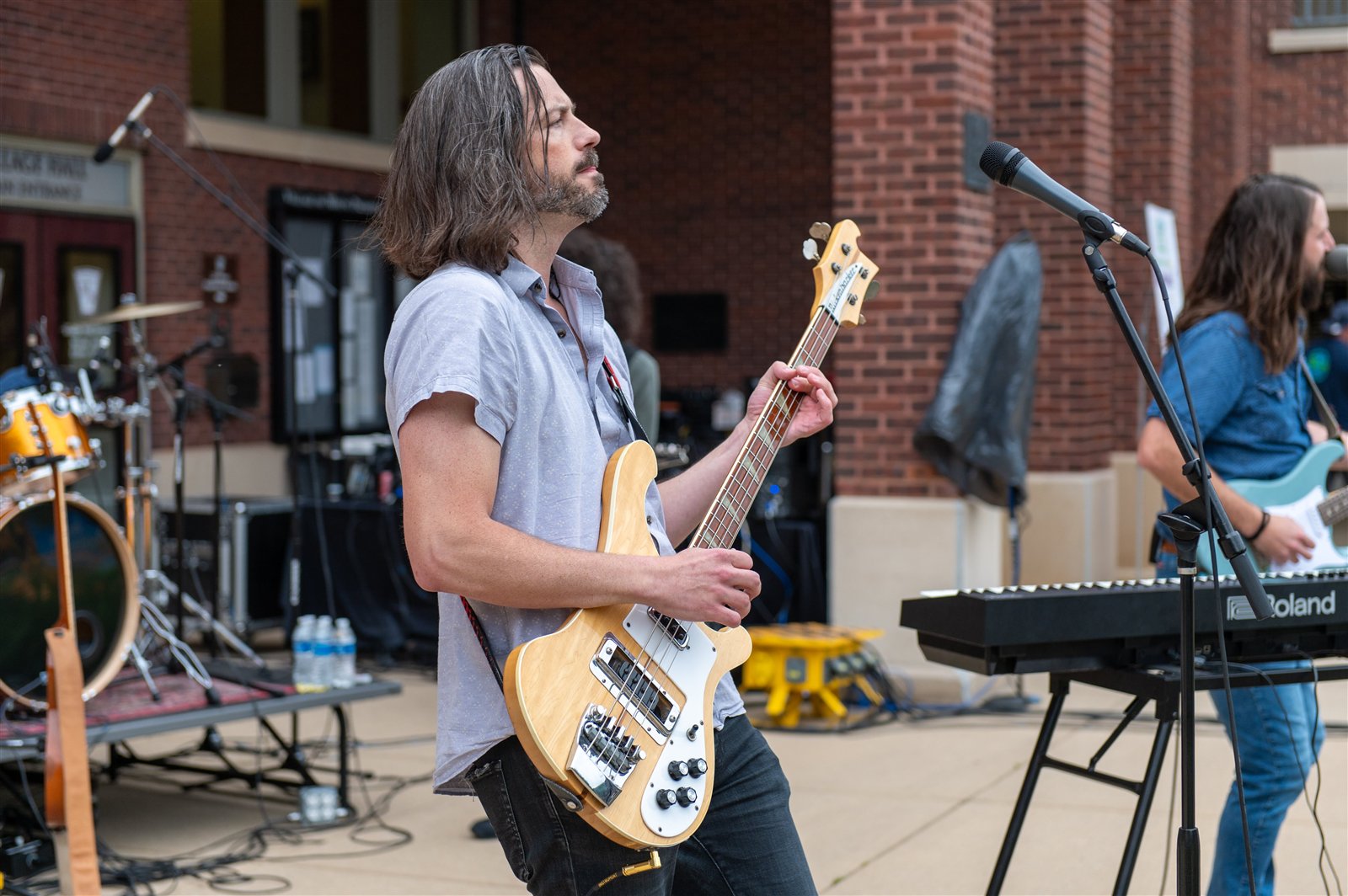 Rusty playing bass during Turning Down Today's Mount Prospect show